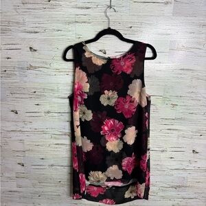 Calvin Klein Floral Tunic Top - Pink, Black, Cream size medium sleeveless